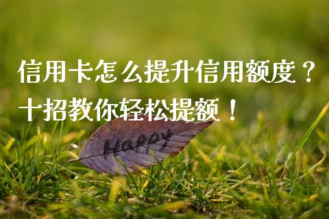信用卡怎么提升信用额度？十招教你轻松提额！_https://wap.yjjixie.cn_保险理财_第1张
