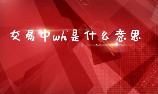 交易中wh是什么意思_证券市场_第1张_商业资讯_保险理财_证券市场_港股行情 交易中wh是什么意思_https://wap.yjjixie.cn_证券市场_第1张