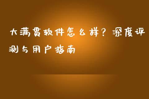 大满贯软件怎么样？深度评测与用户指南_https://wap.yjjixie.cn_保险理财_第1张