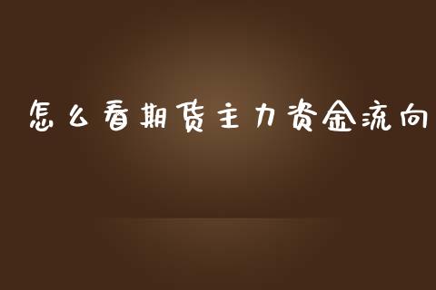 怎么看期货主力资金流向_https://wap.yjjixie.cn_保险理财_第1张