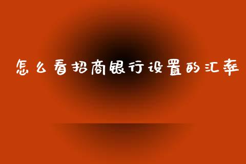 怎么看招商银行设置的汇率_https://wap.yjjixie.cn_保险理财_第1张