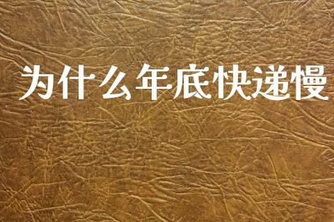 为什么年底快递慢_https://wap.yjjixie.cn_保险理财_第1张