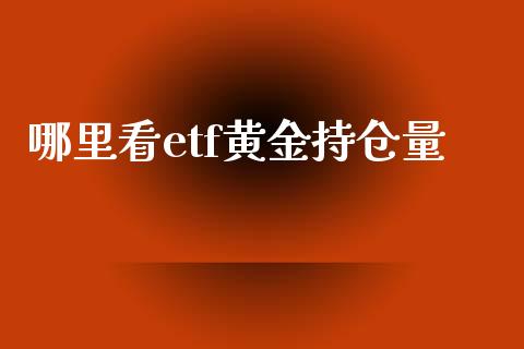 哪里看etf黄金持仓量_https://wap.yjjixie.cn_证券市场_第1张
