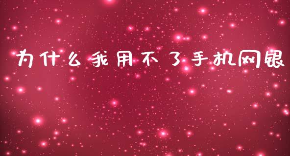 为什么我用不了手机网银_https://wap.yjjixie.cn_证券市场_第1张
