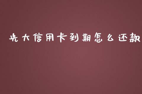 光大信用卡到期怎么还款_https://wap.yjjixie.cn_保险理财_第1张