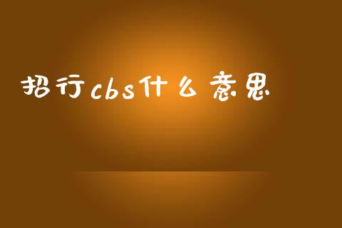 招行cbs什么意思_https://wap.yjjixie.cn_保险理财_第1张