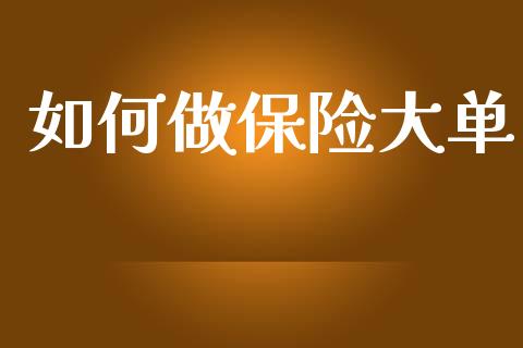 如何做保险大单_https://wap.yjjixie.cn_保险理财_第1张