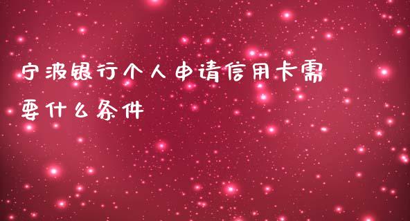 宁波银行个人申请信用卡需要什么条件_https://wap.yjjixie.cn_港股行情_第1张