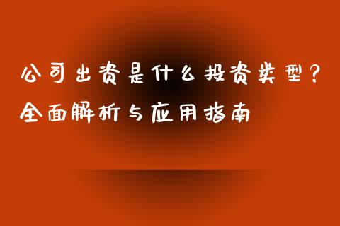 公司出资是什么投资类型？全面解析与应用指南_https://wap.yjjixie.cn_证券市场_第1张