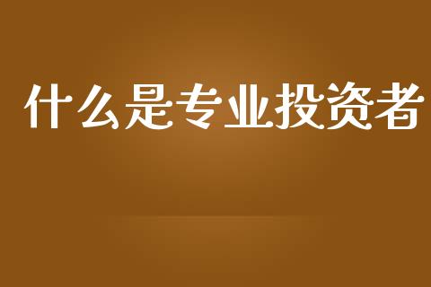 什么是专业投资者_https://wap.yjjixie.cn_保险理财_第1张