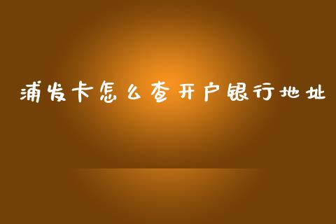 浦发卡怎么查开户银行地址_https://wap.yjjixie.cn_保险理财_第1张