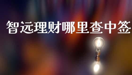 智远理财哪里查中签_https://wap.yjjixie.cn_证券市场_第1张