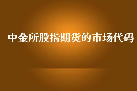 中金所股指期货的市场代码_https://wap.yjjixie.cn_保险理财_第1张