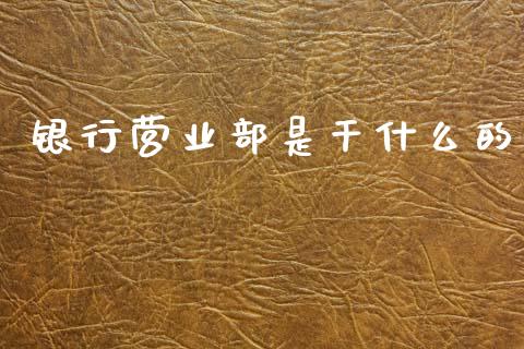 银行营业部是干什么的_https://wap.yjjixie.cn_港股行情_第1张