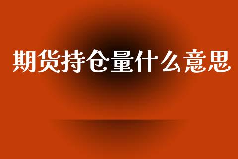 期货持仓量什么意思_https://wap.yjjixie.cn_港股行情_第1张