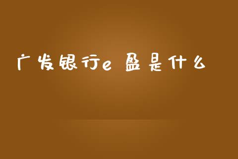 广发银行e 盈是什么_https://wap.yjjixie.cn_商业资讯_第1张