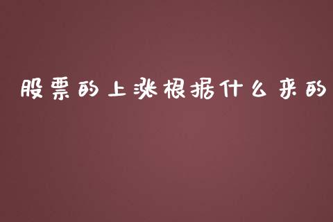 股票的上涨根据什么来的_https://wap.yjjixie.cn_证券市场_第1张
