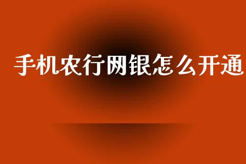 手机农行网银怎么开通_https://wap.yjjixie.cn_保险理财_第1张
