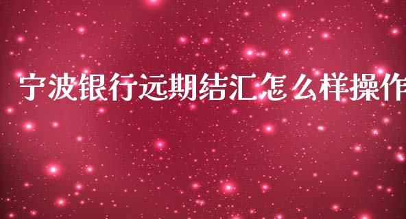 宁波银行远期结汇怎么样操作_https://wap.yjjixie.cn_证券市场_第1张