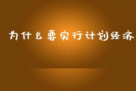 为什么要实行计划经济_https://wap.yjjixie.cn_商业资讯_第1张
