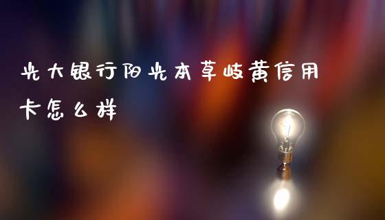 光大银行阳光本草岐黄信用卡怎么样_https://wap.yjjixie.cn_港股行情_第1张