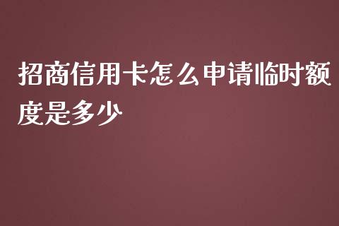 招商信用卡怎么申请临时额度是多少_https://wap.yjjixie.cn_商业资讯_第1张
