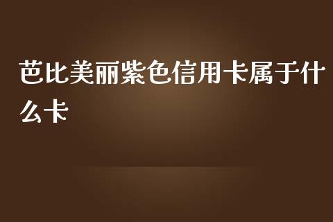 芭比美丽紫色信用卡属于什么卡_https://wap.yjjixie.cn_保险理财_第1张