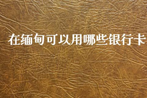 在缅甸可以用哪些银行卡_https://wap.yjjixie.cn_证券市场_第1张