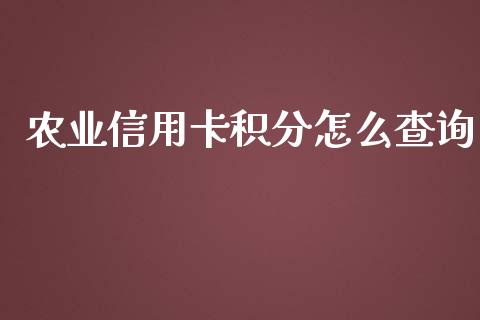 农业信用卡积分怎么查询_https://wap.yjjixie.cn_商业资讯_第1张