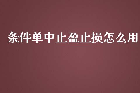 条件单中止盈止损怎么用_https://wap.yjjixie.cn_证券市场_第1张