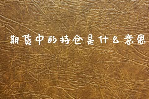 期货中的持仓是什么意思_https://wap.yjjixie.cn_保险理财_第1张