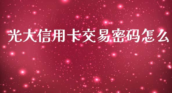 光大信用卡交易密码怎么_https://wap.yjjixie.cn_商业资讯_第1张