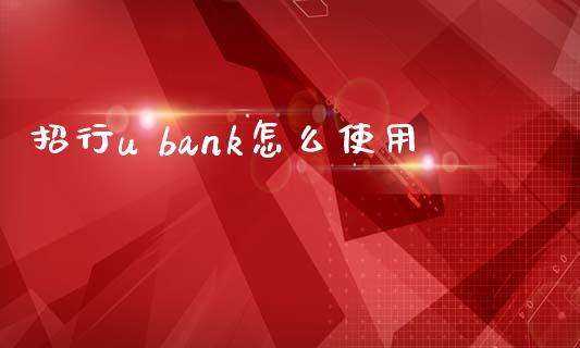 招行u bank怎么使用_https://wap.yjjixie.cn_商业资讯_第1张