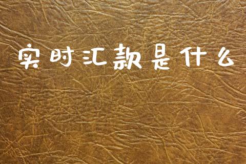实时汇款是什么_https://wap.yjjixie.cn_保险理财_第1张