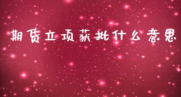期货立项获批什么意思_https://wap.yjjixie.cn_证券市场_第1张