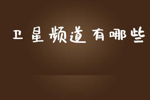 卫星频道有哪些_https://wap.yjjixie.cn_保险理财_第1张
