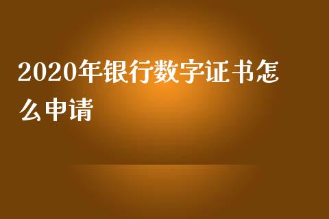 2020年银行数字证书怎么申请_https://wap.yjjixie.cn_港股行情_第1张