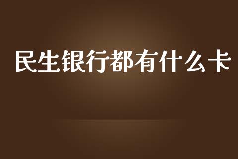 民生银行都有什么卡_https://wap.yjjixie.cn_证券市场_第1张