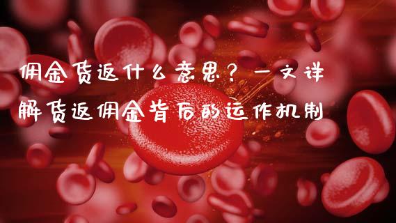 佣金货返什么意思？一文详解货返佣金背后的运作机制_https://wap.yjjixie.cn_保险理财_第1张