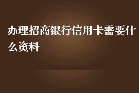 办理招商银行信用卡需要什么资料_https://wap.yjjixie.cn_证券市场_第1张