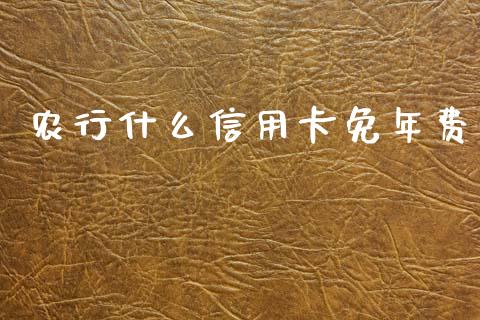 农行什么信用卡免年费_https://wap.yjjixie.cn_商业资讯_第1张