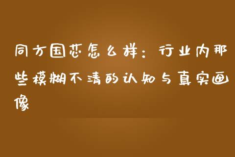 同方国芯怎么样：行业内那些模糊不清的认知与真实画像_https://wap.yjjixie.cn_港股行情_第1张
