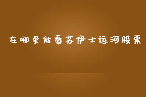 在哪里能看苏伊士运河股票_https://wap.yjjixie.cn_港股行情_第1张
