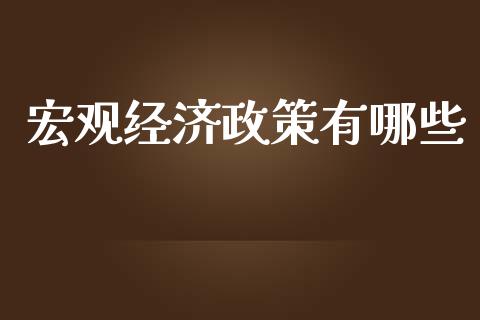 宏观经济政策有哪些_https://wap.yjjixie.cn_证券市场_第1张