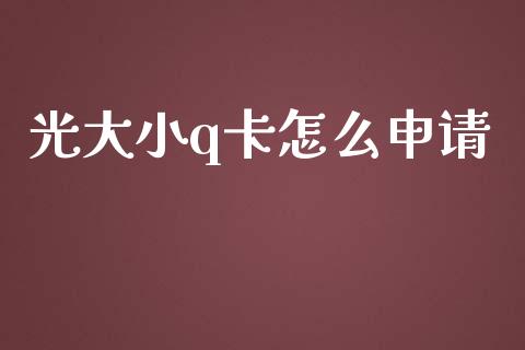 光大小q卡怎么申请_https://wap.yjjixie.cn_港股行情_第1张