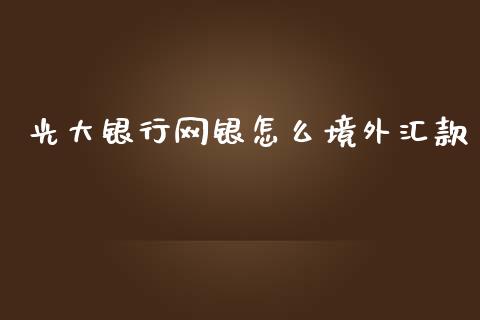 光大银行网银怎么境外汇款_https://wap.yjjixie.cn_商业资讯_第1张