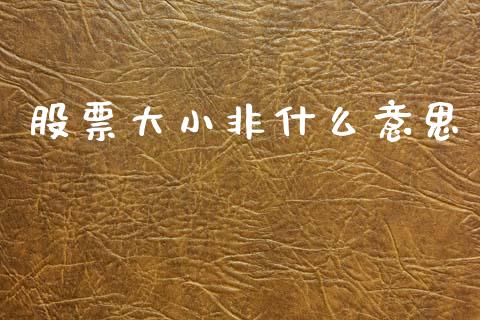 股票大小非什么意思_https://wap.yjjixie.cn_商业资讯_第1张