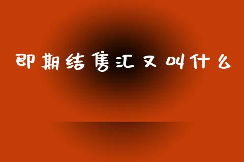 即期结售汇又叫什么_https://wap.yjjixie.cn_证券市场_第1张