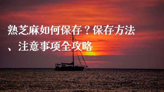 熟芝麻如何保存？保存方法、注意事项全攻略_https://wap.yjjixie.cn_证券市场_第1张