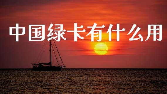 中国绿卡有什么用_https://wap.yjjixie.cn_保险理财_第1张